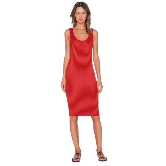 SPLENDID Red Striped Bodycon Casual Maxi Dress - Picture 1 of 4